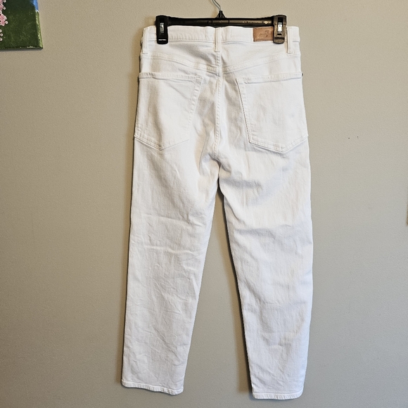 7 For All Mankind HW Crop Straight White Jeans Button Fly Size 30 - Picture 6 of 10